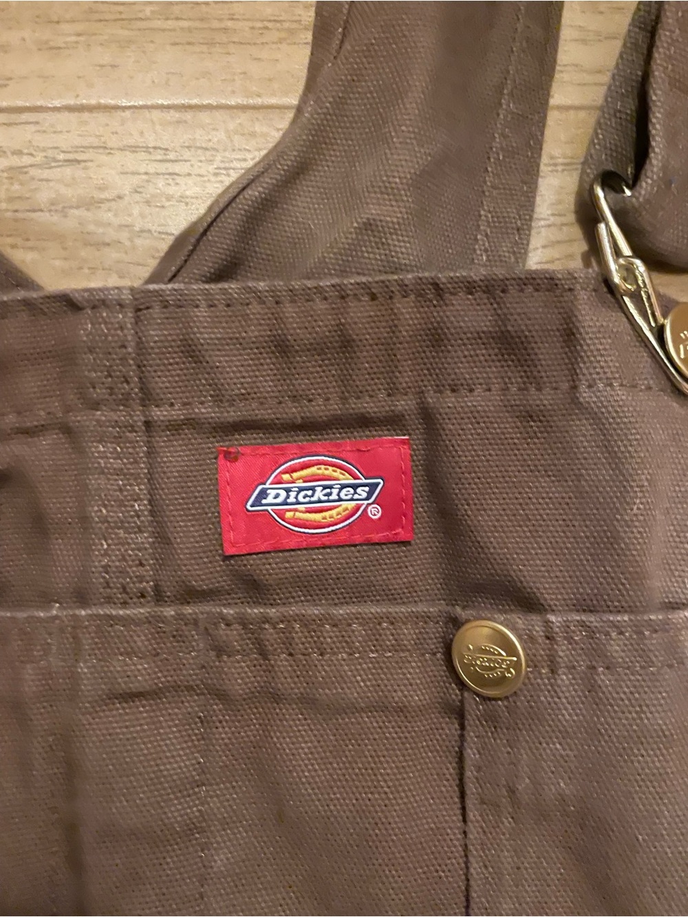 Dickies Brown Canvas Overalls with Red Logo Patch